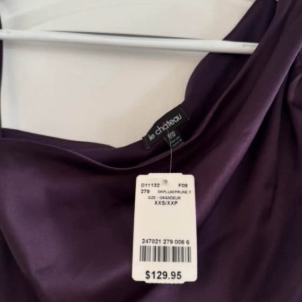 le chateau One-Shoulder Satin Dress in Plum - Picture 2 of 2